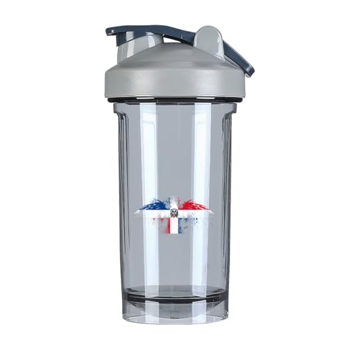 Dominican Republic Flag 18 Ounce Shaker Bottle Drink Mixer Leak-proof Pre Workout Protein Shakes Meal Replacement Shakes Bottles 500ML/18 Oz Gray