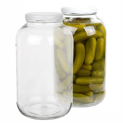 B2C 4.25L Glass Jar with white Lid 4250ml Large Brewing Fermentation Pickling Food Storage Dishwasher Safe Reusable Glass containers Leak proof (1)