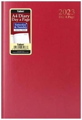 Quickdraw 2023 A4 Diary Day a Page Full Saturday & Sunday Pages Classic Hardback Cover Casebound Planner Organiser (Black)