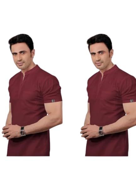 THE SCRUB LIFE Stretchable Male Pocket Scrub Suit for Doctors, nurse & Health Mandarin Neck Straight Pant Set(maroon) Size Medium(PACK OF 2)-image-9
