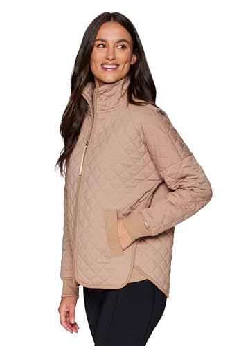 RBX Quilted Zip Up Jacket for Women, Lightweight Mock Neck Jacket with Pockets for Hiking, Workouts, Casual Wear3