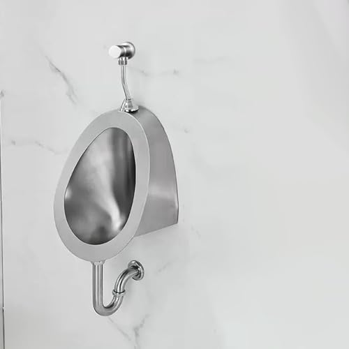 OTQEFTN Wall-Mounted Men's Flushing Urinal, 304 Stainless Steel Urinal, Commercial Splash-Proof Toilet for Schools/Construction Sites/Public Places