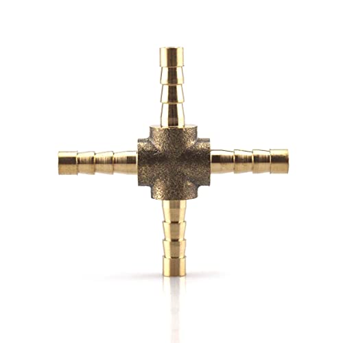 Hose Barb 4 Way Cross Brass Pipe Fitting Thread Gas Fuel Water Air (4mm (1/8