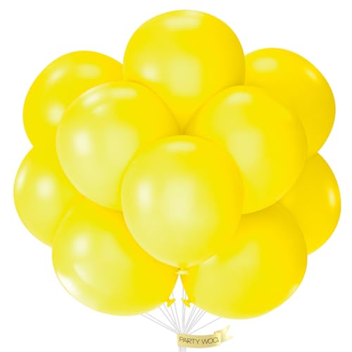 Image of PartyWoo Yellow Balloons 20pcs 18 Inch Yellow Latex Helium Balloons for Birthday Baby Shower Graduation Sunflower Anniversary Engagement Bee Hawaiian Beach Lemon Theme Party Decorations Yellow-Y55