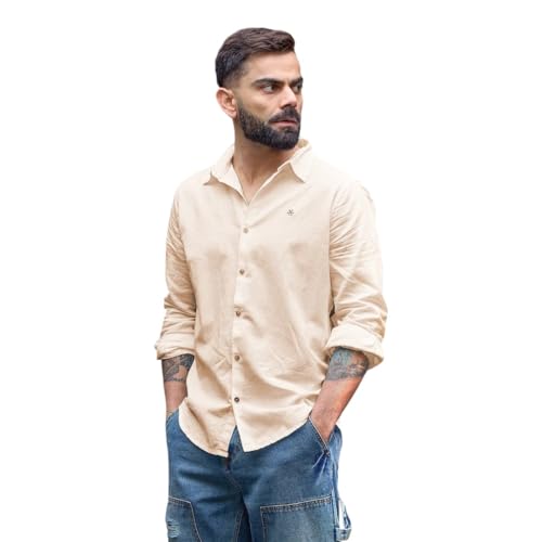 Image of WROGN Men's Linen Blend Shirt | Solid Styles | Slim Fit