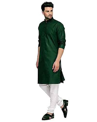 Image of weltpocket Men's Cotton Blend Solid Straight Kurta