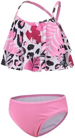 Aisyee Bikini Mädchen Badeanzug Kinder Hawaiian Bademode 3-16 Jahre | floral, zweiteiliger, UPF50+, schnell trocknend, weich & bequem, verstellbare Träger, ideal für Strand, Pool &