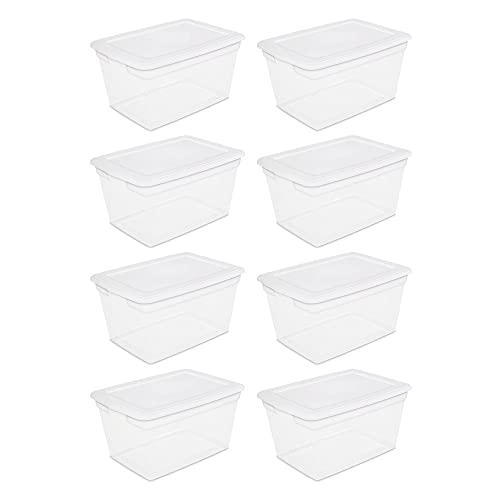 8 Pack Stackable Plastic Storage Bins with Lids, 58 Qt. Clear Plastic Storage Bins, Durable Organizing Container Storage Box, Household Multi-use Organizer Bins for Home, Garage, School, and Office