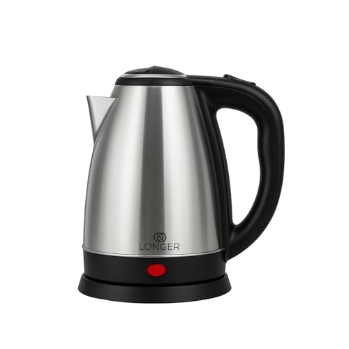 Image of Longer Electric Kettle 1.8L,1500W Fast Boil Stainless Steel with Auto Shut-Off, Dry Boil Protection, Wide Mouth, Cool-Touch Handle & Lid Lock, Hot Water for Tea, Coffee, Noodles - Home & Office