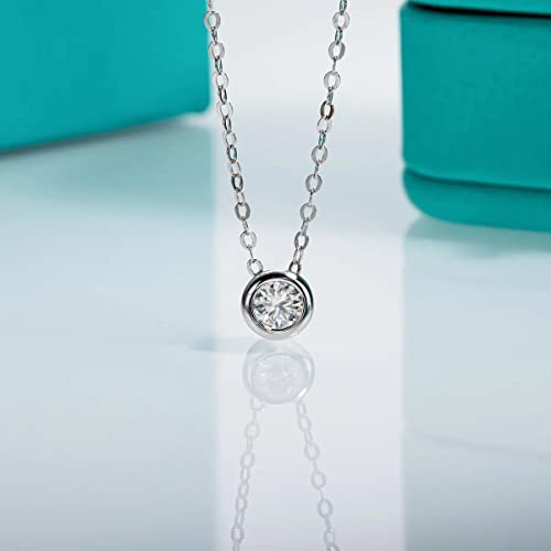 Colliers ronds en moissanite éclatante en argent fin élégant