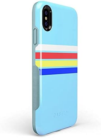 Casely iPhone X/XS Case | Totally Groovy | Teal Rainbow Stripes Color Block | Bold Protective Design