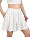 Kefiyis Kurze Hose Damen Weites Bein Shorts mit Taschen Kordelzug Paperbag Elastisch Waist Locker Sommer Strandshorts mit Innenhose Baggy Casual Hosenrock Skort
