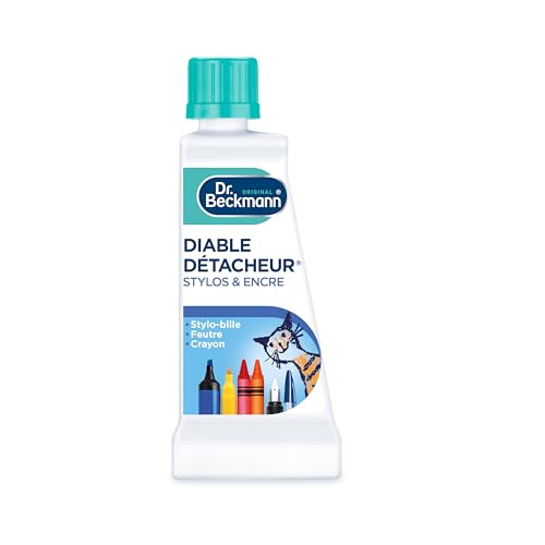 Dr. Beckmann - Liquide, Diable Détacheur Stylos & Encre 50 ml - Détachant spécifique Non parfumé pour taches de feutre, fluo, crayon - Solvants spéciaux pour couleurs - x3
