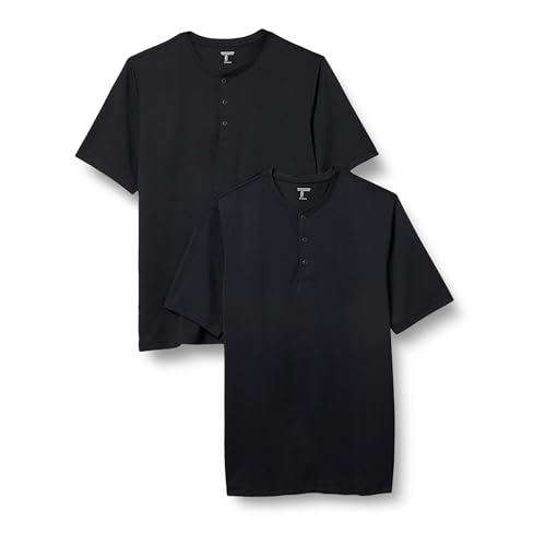Amazon Essentials Henley Shirts for Men, Short Sleeve, Quick-Dry Jersey, Regular-Fit, 2-Pack