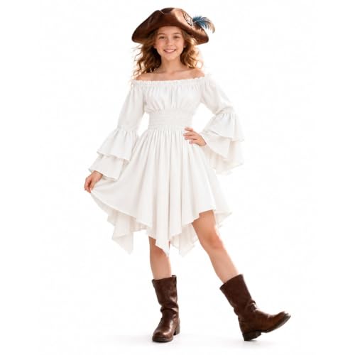 Girls Pirate Costume Christmas Halloween Off Shoulder Long Sleeve Dress - image 5