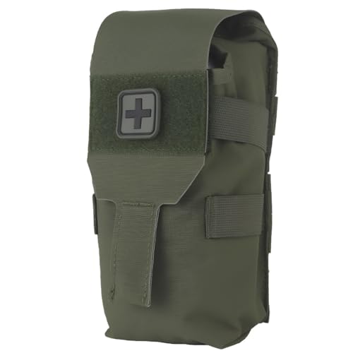rabuu Botiquín Primeros Auxilios Vertical Pequeño, Bolsa Médica Táctica con MOLLE, Emergencia Nailon For Actividades En Equipo, Exteriores Y Juegos Tácticos (10 X 20 Cm, 0,11 Kg)(RG)