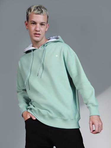 Image of Hubberholme Men Green Cotton Long Sleeves Regular Hood Sweatshirts HHMSSW23009