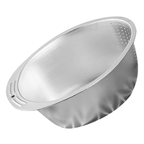 MAGICLULU colador de arroz de acero inoxidable respiradero bol cedazo tamizar tamices estante tazón de colador cesta de drenaje lavadora de arroz cesta escurridor acero inoxidable 304 Silver