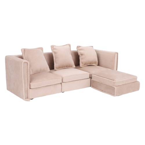 Sofá de casa de muñecas 1:12 miniatura con almohadas para muebles de salón 3