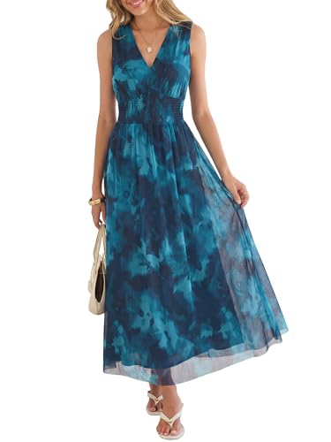 ANRABESS Womens Summer Floral Maxi Dress, A Line Tulle,Elegant for