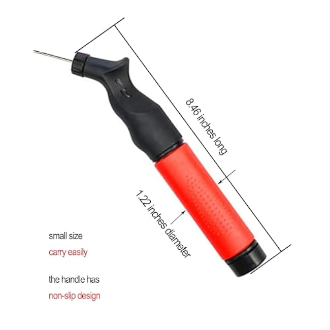 Portable Ball Pump with 5 Needles - Push-Pull Inflation System Ball Air Pump - Designed for Inflating Balls - Basketball, Volleyball, Soccer and Rugby Balls.