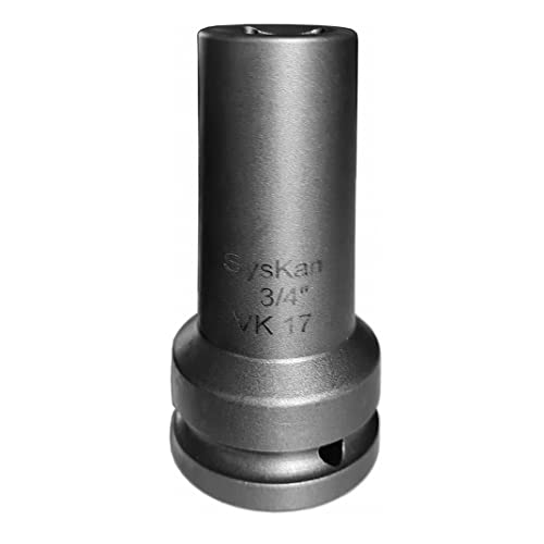 Syskan Kraft 17 x 17 mm Impact Wrench Nut with Square Output Profile, 3/4 Inch Drive, Long 4-Point Socket for Screws of Manhole Covers, Gully, Duct Cover, Inspection Shaft