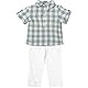 BABIDU Uni Baby Conjunto para Bebé Y Niño Con Camisa de Manga Corta A Cuadros Y Pantalón Largo Blanco Set, Einfarbig, 3 Jahre
