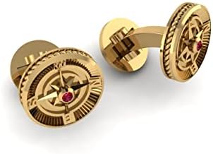 Ratnavali Arts 18 KT Gold Plated 925 Sterling Silver Natural Ruby Gemstone Men's Cuff links