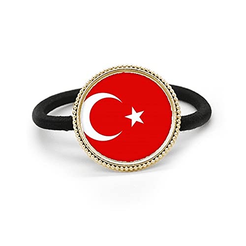 Goma de pelo con bandera de Turquía en metal plateado para sujetar sin tirones