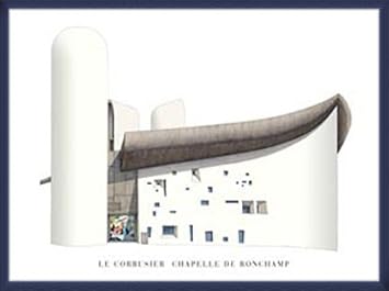 Amazon Co Jp ポスター ル コルビジェ ロンシャン礼拝堂 額装品 ウッドベーシックフレーム ブルー ホーム キッチン