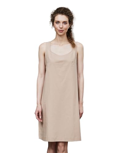 BEAUZSUZSANA Women\'s 100% Cotton Long Slip Dress Wide Strap Full Slip for Under Dresses with Modesty Panel Comfy Sleep Dress (Nude,XL)