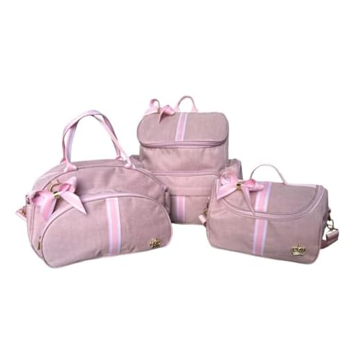 Kit Maternidade Bebe Bolsa Rosa/Rosa Mochila Luxo Laço
