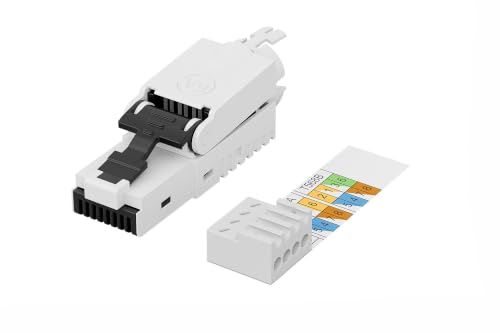 DIGITUS Cat 6A Netzwerkstecker – Feldstecker Ungeschirmt – RJ45 Stecker Werkzeugfrei – 10GBase-T 500 MHz – AWG 27/7 bis 22/1
