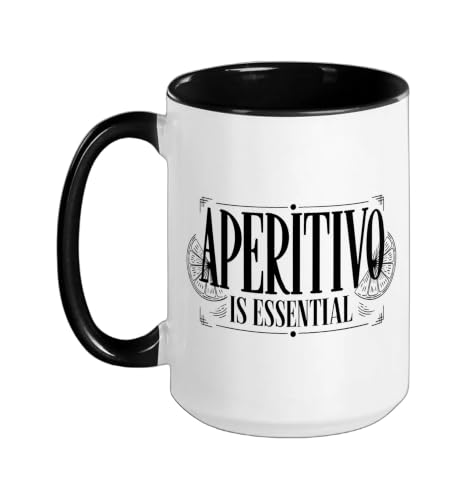 Negroni Aperitivo Non Negotiable Evening Ritual Ceramic Mug, Black/White, 15oz