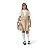 French Toast girls V-neck Jumper School Uniform Dress, Khaki, 5 US