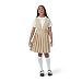 French Toast Little Girls' V-Neck Pleated Jumper, Khaki, 5