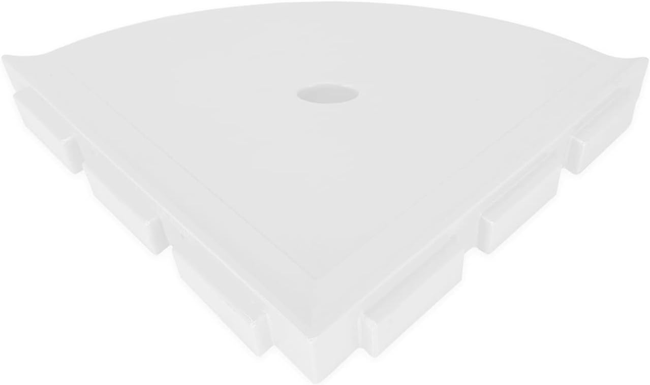 Questech Décor 8 Inch Corner Shower Shelf Bathroom Caddy, Lugged For New Construction, Corner Shower Shelf For Tiled Shower Walls, Corner Bathroom Shelf, 8 Inch Metro Lugged, Bright White Polished