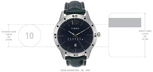 TIMEX Analog Watch for Man with Blue Round Dial & Blue Leather Strap Band Water Resistant Men's Wrist Watches - TW000U931 - Image 4