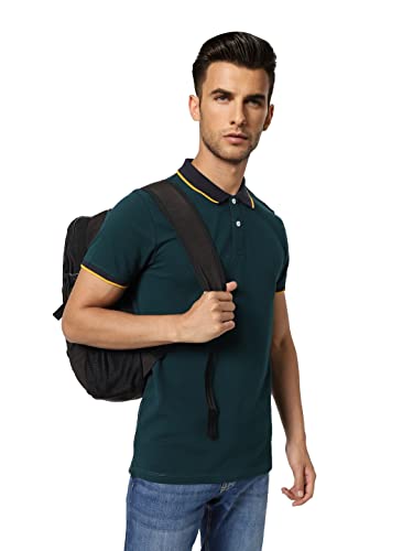 Image of JACK & JONES Men's Cotton Solid Regular Fit Polo Collar T-Shirt