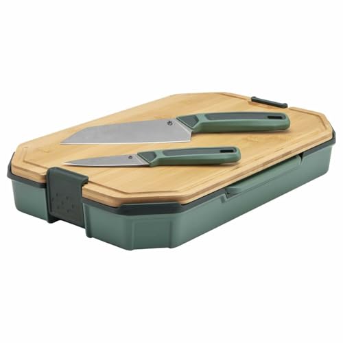 Gerber Gear ComplEAT Cutting Board Set - Cutting Board Kit with Polypropylene & Bamboo Cutting Boards - Features Paring Knife & Chef's Knife in Nesting Design