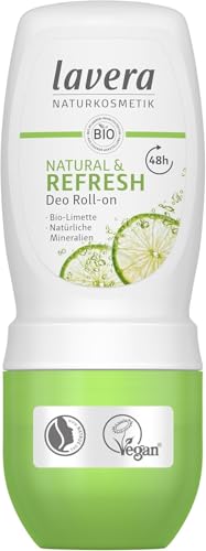 Lavera Deo Roll-on NATURAL & REFRESH 48 h - vegan - Naturkosmetik - Bio-Limette & Natürliche Mineralien - ohne Aluminium - Zuverlässiger Schutz für ein frisches Hautgefühl - 48 Stunden Schutz - 50 ml