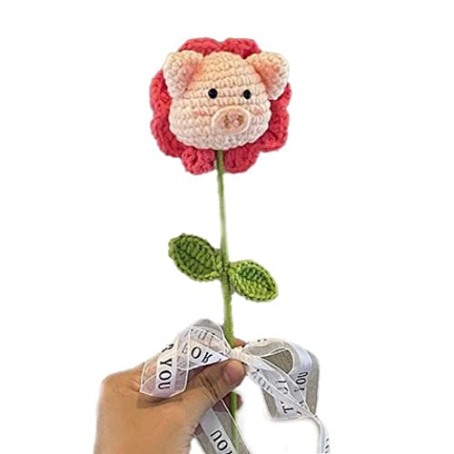 手作り 豚花 かわいい豚 編み造花 造花 母の日 誕生日 記念日 クリスマス バレンタインデー ギフト 1個入り
