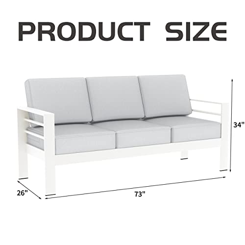 LayinSun Aluminum Outdoor Patio Metal Couch, 3-Seat Sofa Chair with Cushions - Thumbnail 6