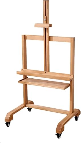 Soporte móvil de piso para TV de madera maciza con estante miniatura 7