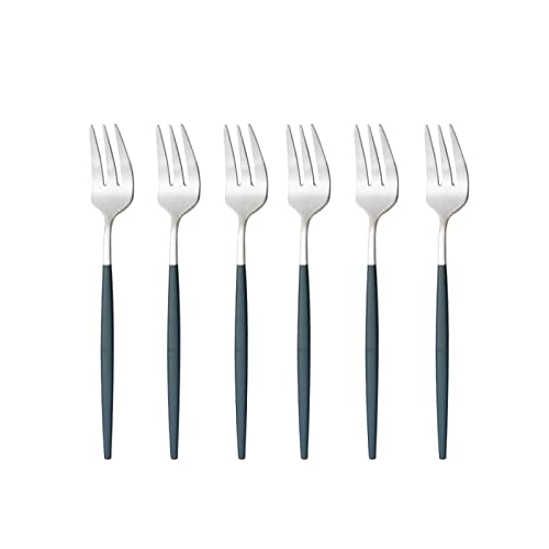 Juego de cubiertos de acero inoxidable, juego de 6 tenedores de té para frutas, ensaladas y postres, cubiertos duraderos para uso en la cocina