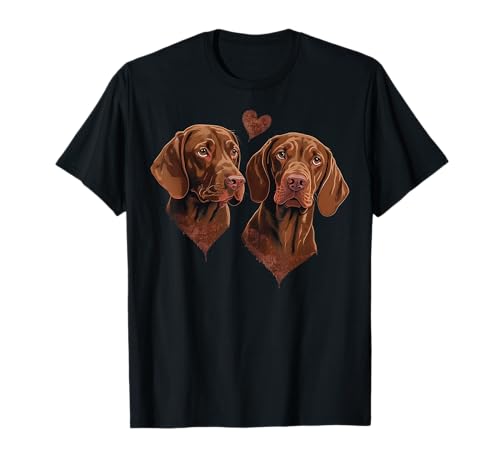 Due Vizsla cani San Valentino amore sulla coppia Vizsla Maglietta