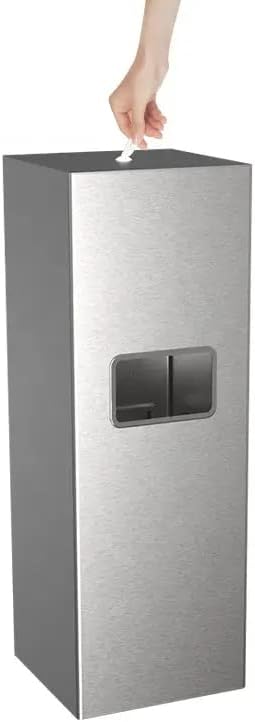 WIPES Floor Stand Gym Dispenser, Stainless Steel Dispenser with High Capacity Built-in Trash Can and Back Door Access Fits roll 500/600/700/900/1000/1200/2400