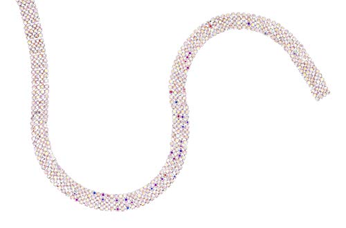 Image of Mandala Crafts 4-Row Silver Tone Rhinestones Cup Chains for Jewelry | 2mm Per Row, 8mm Strand Wide, 10 YDs Roll, Bling Crystal Diamond Wrap, for Sewing, DIY, Wedding Decor