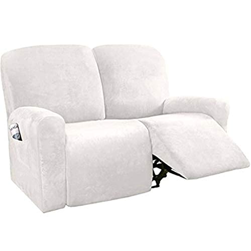 TAIXINT Housse Fauteuil Relax Extensible pour 2 Places, Housse inclinable Souple Ensemble 6 pièces ?Housse de canapé Confortable Housse de Fauteuil Protecteur de Meubles (Dents Blanches) Cover