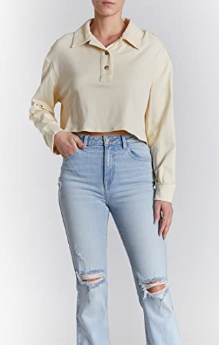 Image of O A T NEW YORK Women's Luxury Clothing Short Sleeve Pull on Cropped Sweater, Comfortable & Stylish
